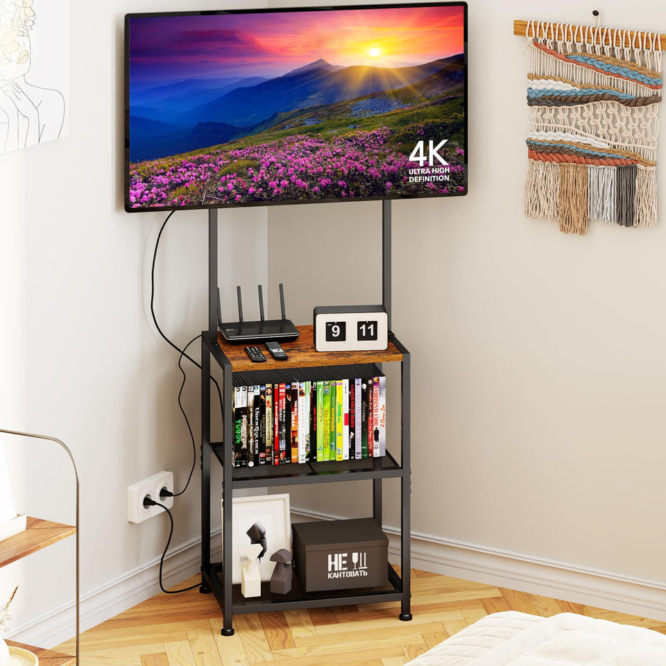 Cottage Charm corner TV stand assembly showing sturdy base for small spaces