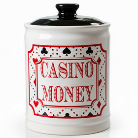 Cottage Creek Casino Money Jar front view shows double-slot design for playful savings