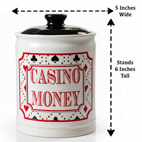 Cottage Creek Casino Money Jar on desk adds playful decor and savings