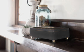 Personal photo slot inside Cottage Garden music box for a cherished memory.