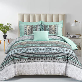 Cottolester Boho comforter set with sage green paisley pattern elevates bedroom decor.