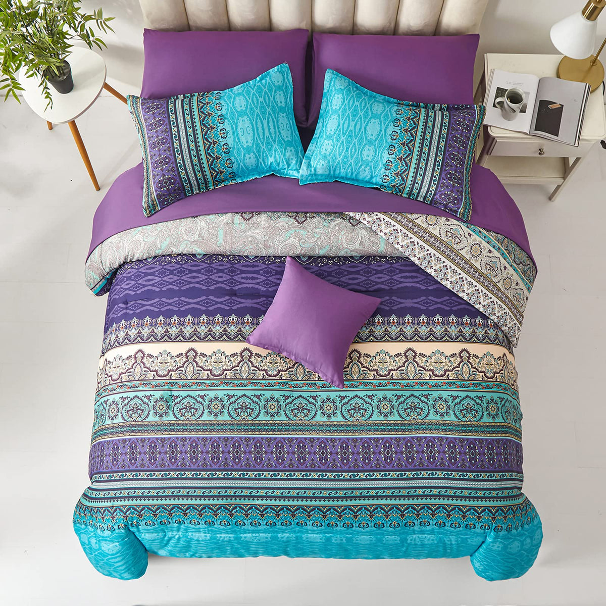 Cottolester Boho Comforter Set with tight stitching preventing clumping for lasting comfort.