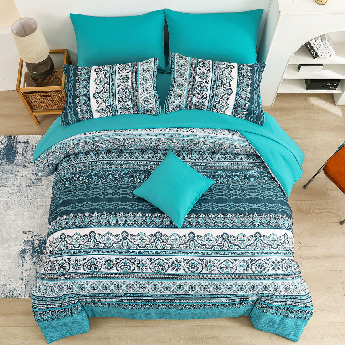Cottolester pillowshams 20x26 teal boho pair elevate pillow styling.