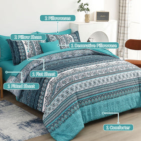 Cottolester queen flat sheet teal bohemian adds soft, breathable coverage.