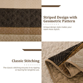 Queen quilt with 2 pillow shams adds coordinated styling and functionality.
