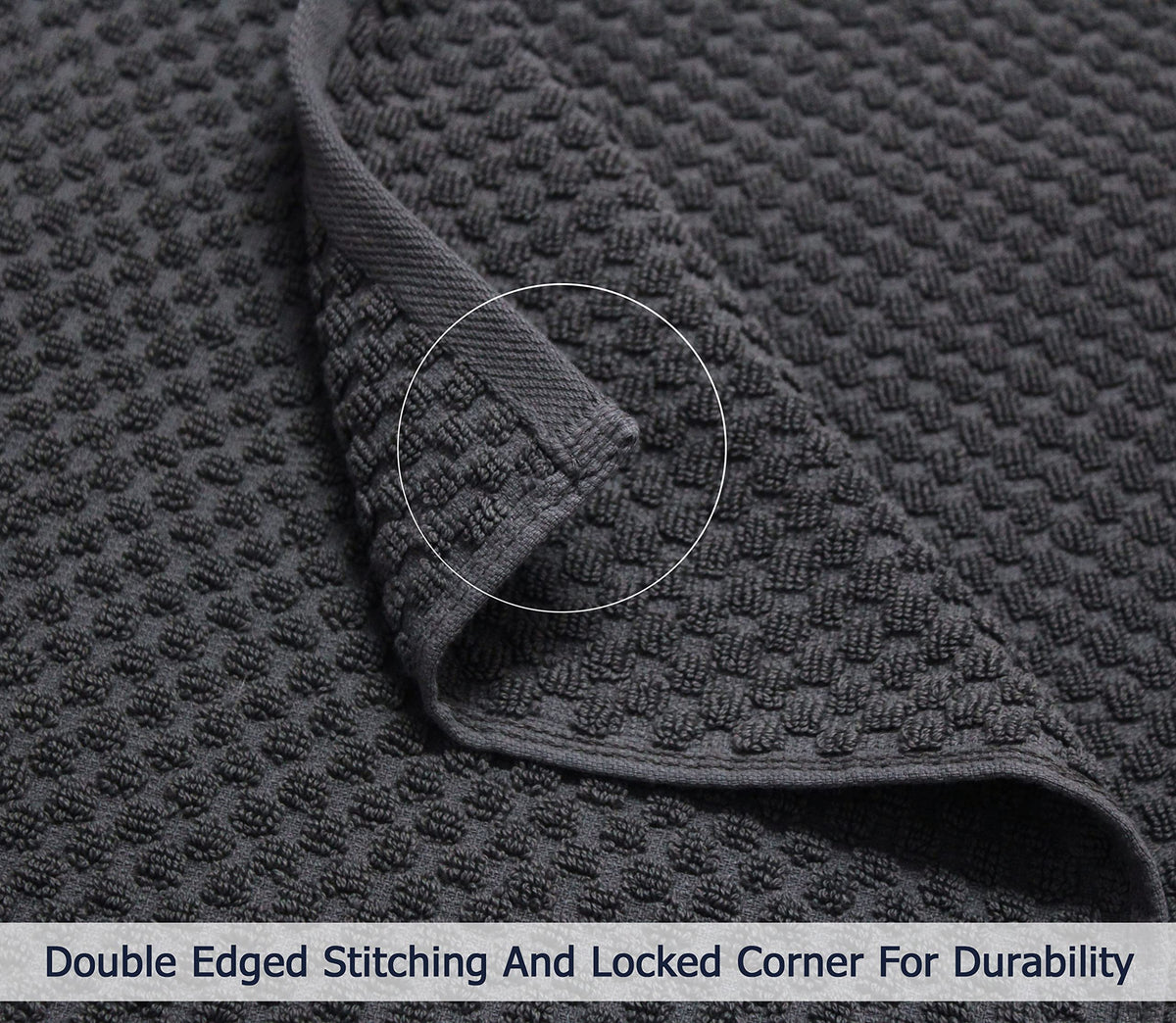 Cotton Craft absorbent high-pile towel highlights fast drying after showers.