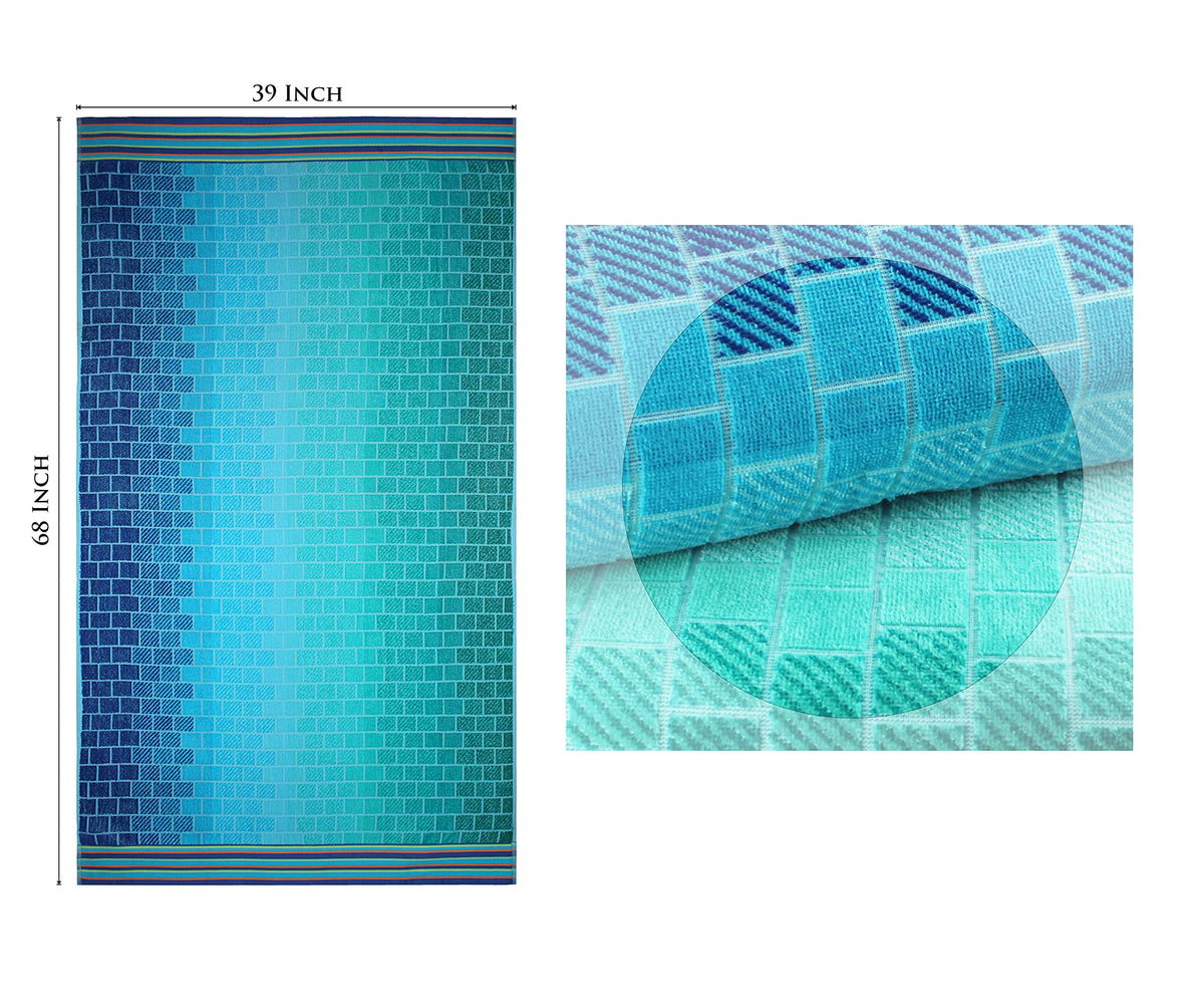 Cotton Craft abstract tile print beach towel with bright color retention after wash