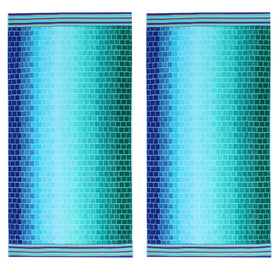 Cotton Craft blue tiles towel bundle on display for a coordinated set.