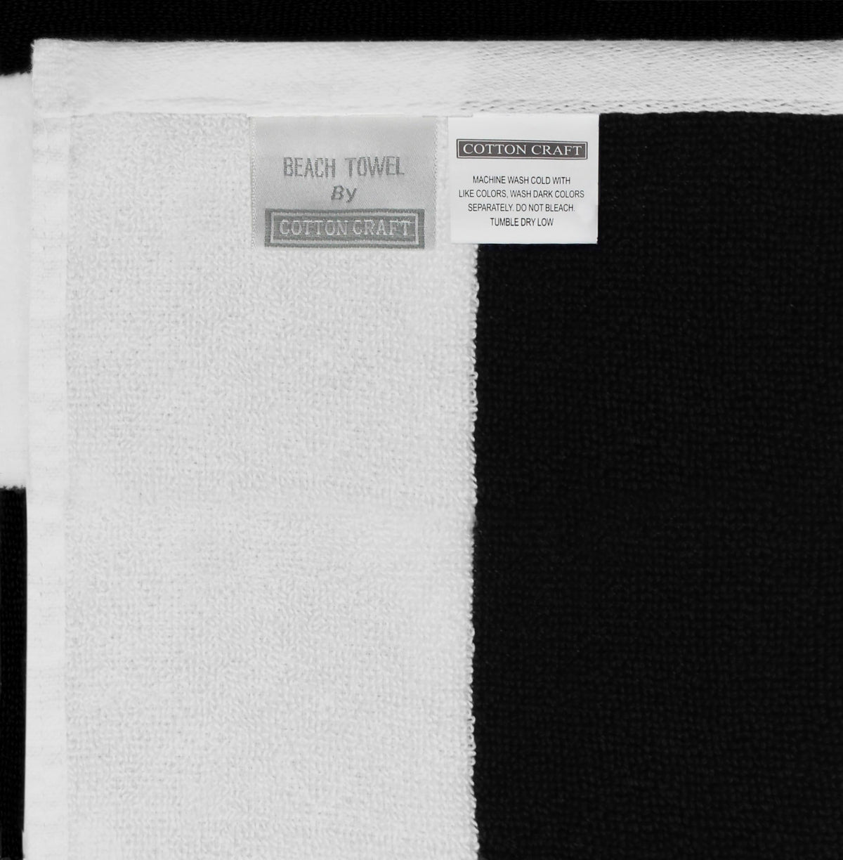 Cotton Craft dryer-safe beach towel staying soft after drying
