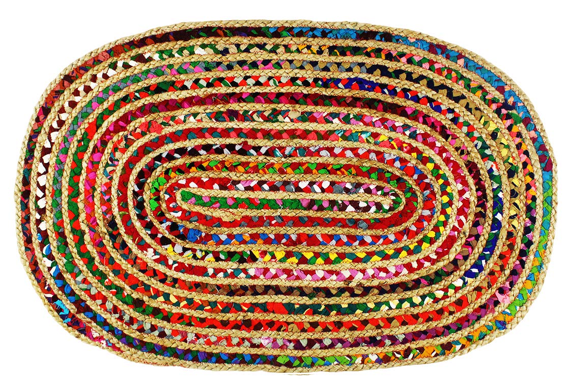 COTTON CRAFT Kaia handwoven reversible chindi rug with vibrant multicolor weave