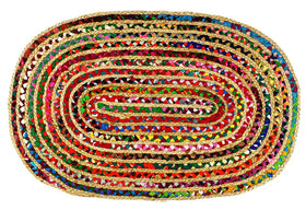 COTTON CRAFT Kaia handwoven reversible chindi rug with vibrant multicolor weave