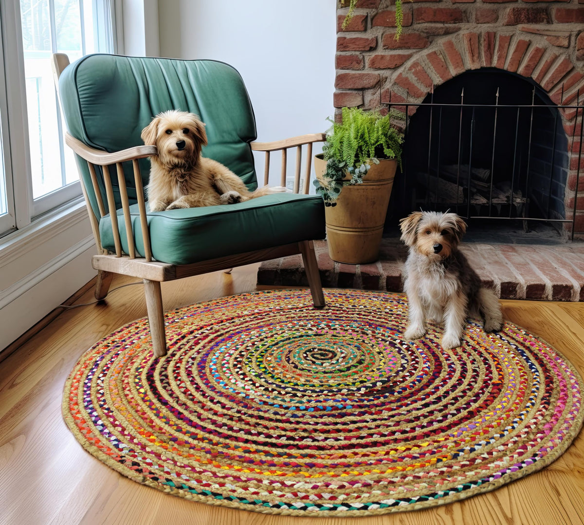 COTTON CRAFT living room rug provides natural texture with eco-friendly materials.