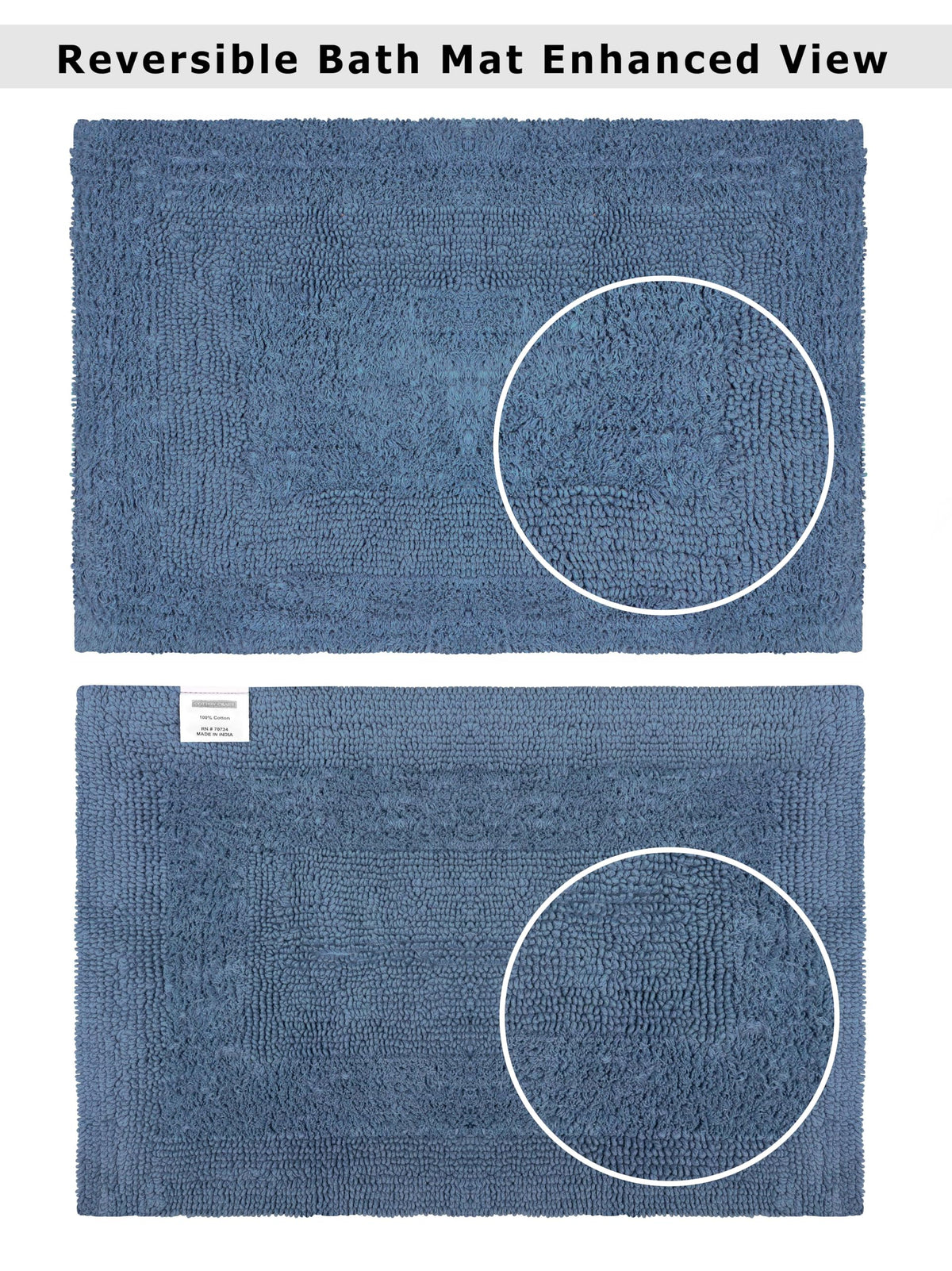 Cotton Craft Luxurious Bath Mat Azure Blue highly absorbent fabric in use.