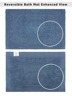 Cotton Craft Luxurious Bath Mat Azure Blue highly absorbent fabric in use.