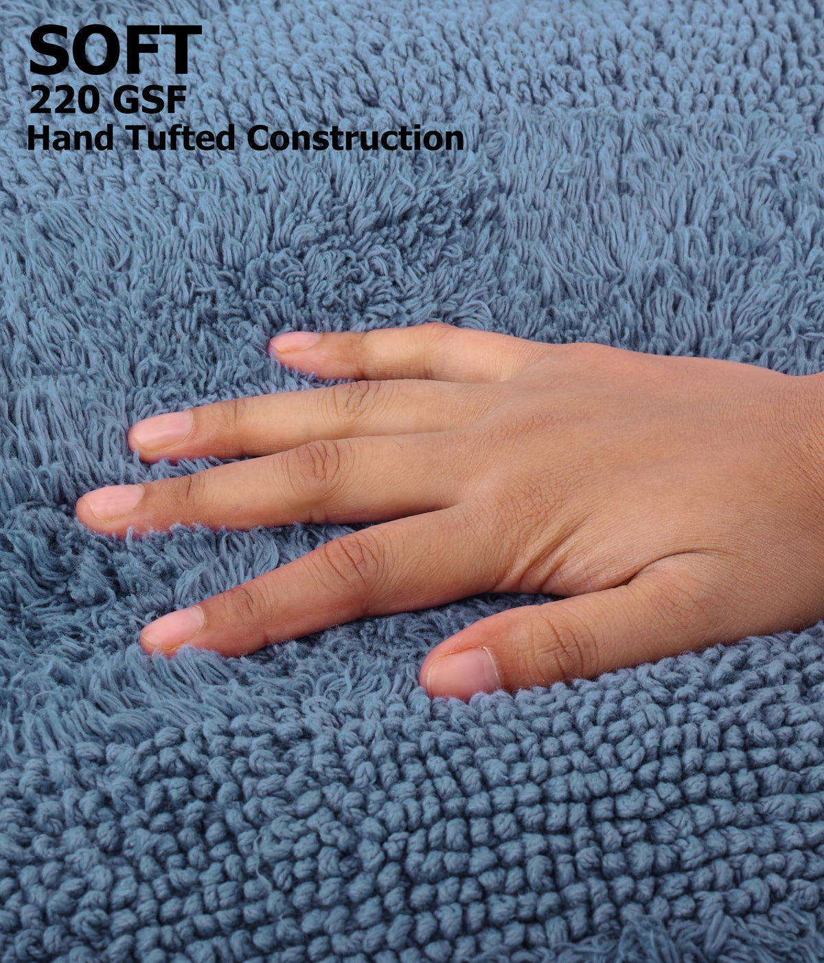 Cotton Craft Luxurious Bath Mat Azure Blue washable fabric ready for daily use.