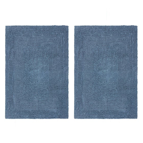 Cotton Craft Luxurious Bath Mat Azure Blue hero shows soft plush comfort.