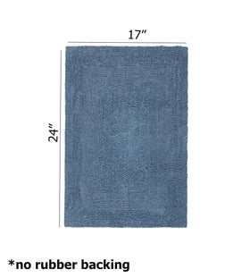 Cotton Craft Luxurious Bath Mat Azure Blue plush texture up close.