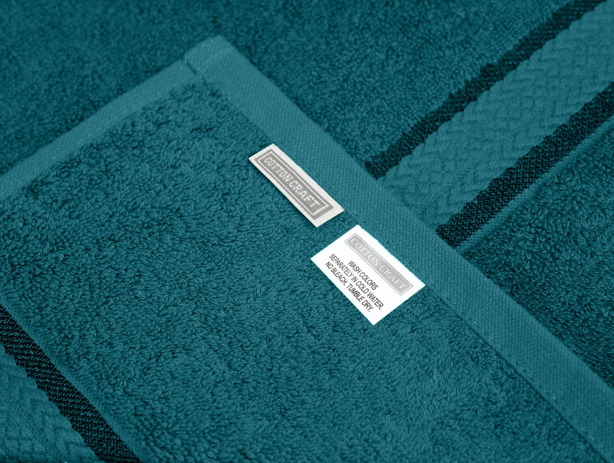 COTTON CRAFT machine-washable teal towels for easy care