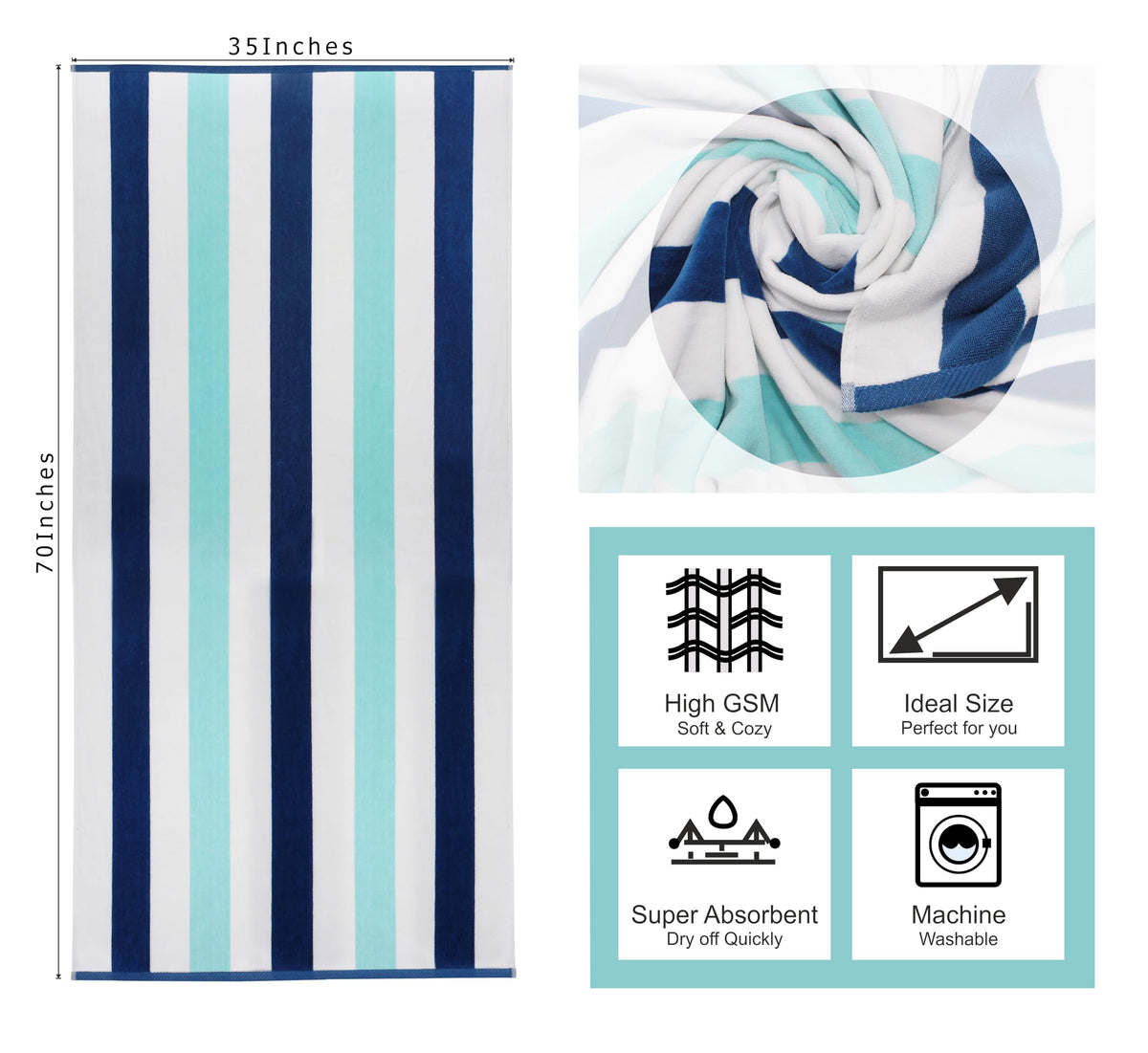Cotton Craft machine-washable towel for easy care after beach days