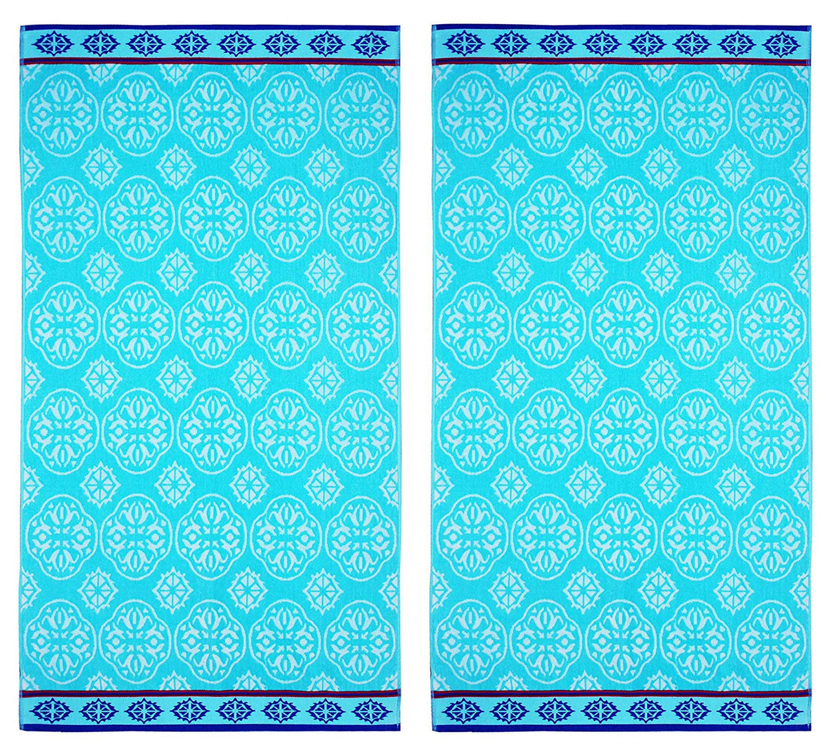 Cotton Craft oversized XL beach towel in pool blue, plush 450 GSM cotton for full-coverage lounging.