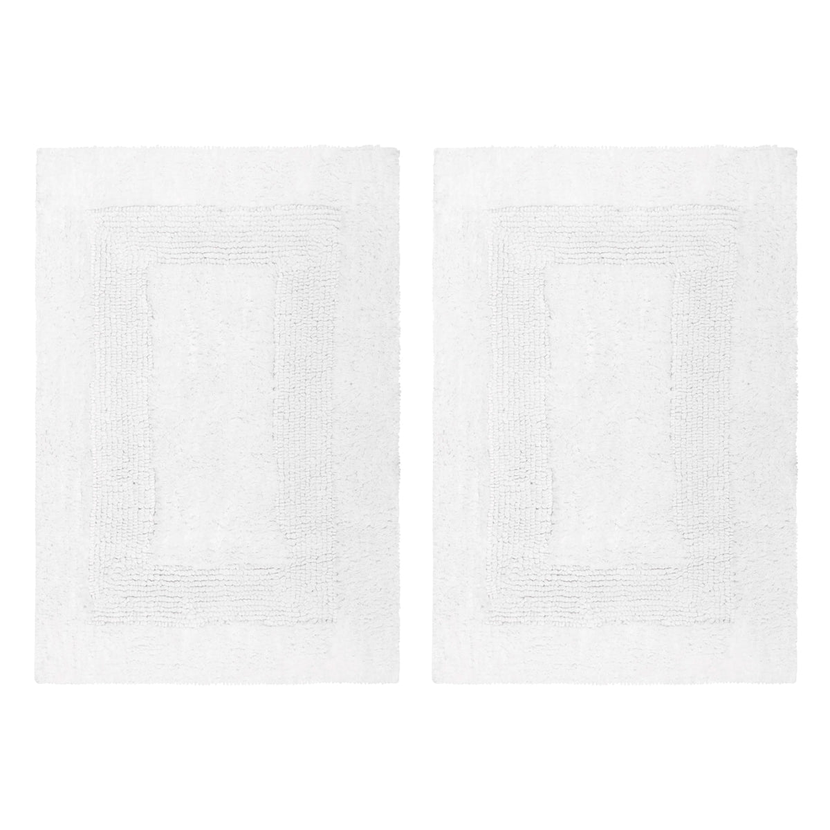 Cotton Craft reversible bath mat 17x24 white with plush, absorbent surface.