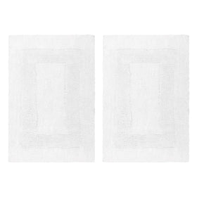 Cotton Craft reversible bath mat 17x24 white with plush, absorbent surface.