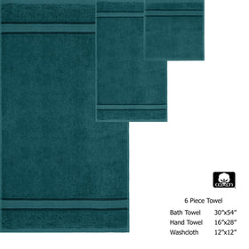 COTTON CRAFT teal hotel-style towel set in home bathroom