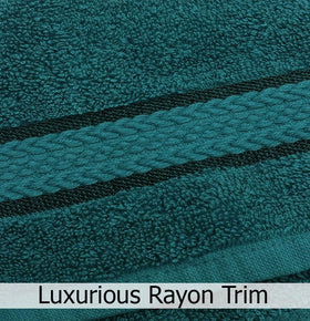 COTTON CRAFT teal hand towels folded for everyday use and absorbency