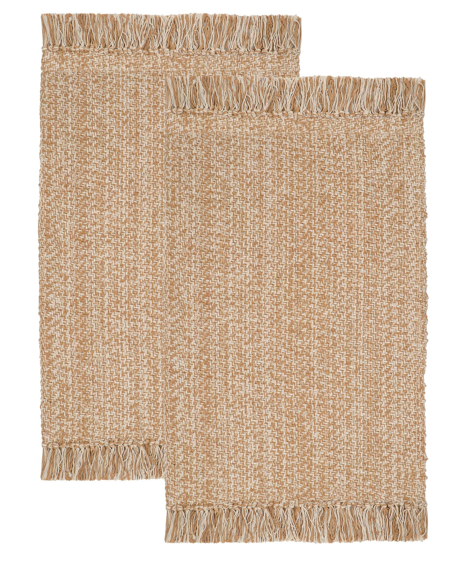 COTTON CRAFT woven area rug 2-pack in a living room adds soft warmth and texture.