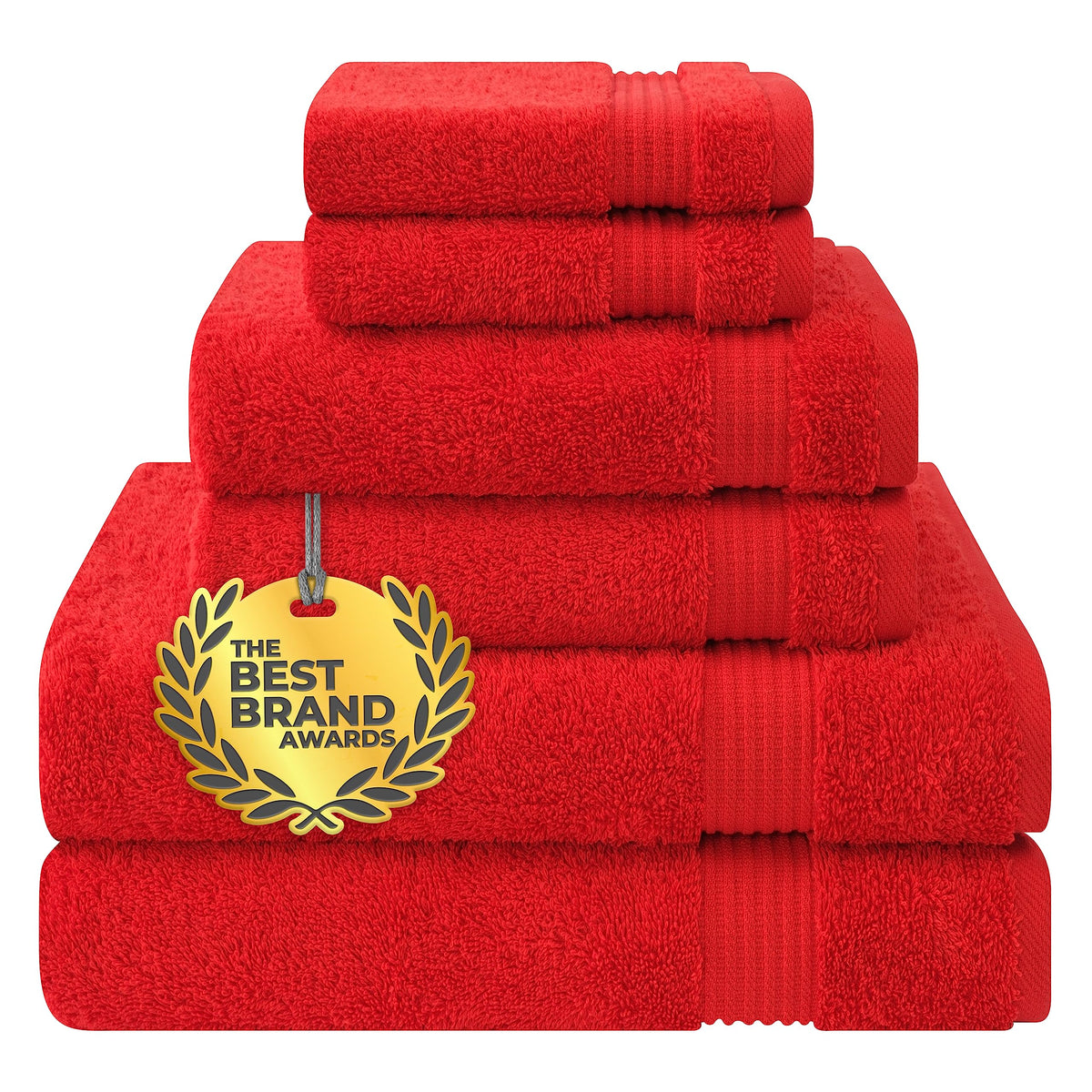 Cotton Paradise 6-piece towel set in red, plush and absorbent for daily use