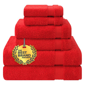 Cotton Paradise 6-piece towel set in red, plush and absorbent for daily use