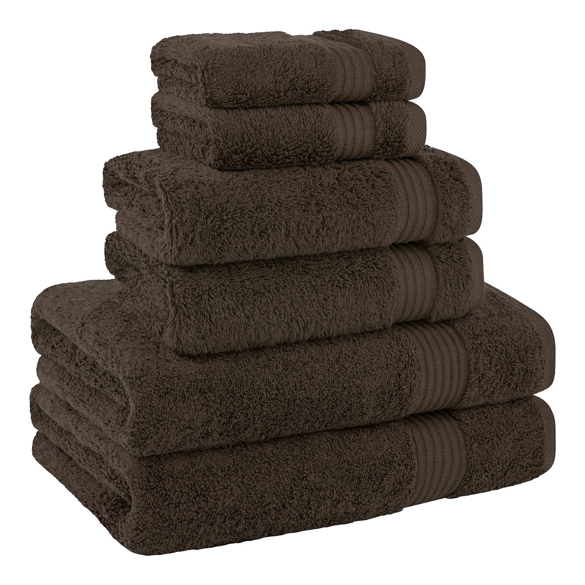 600 GSM plush towels deliver cozy feel without bulk in chocolate brown.