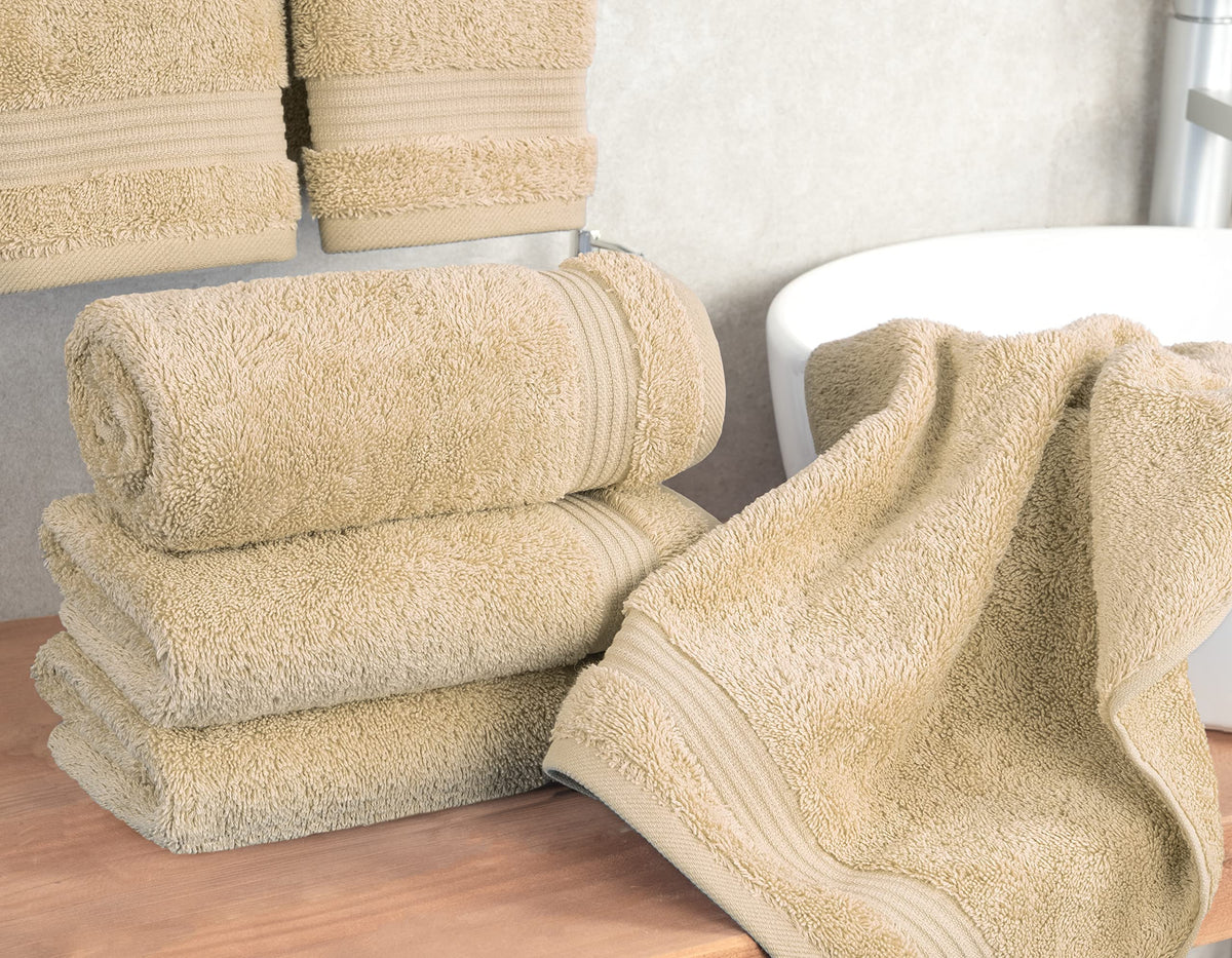 Cotton Paradise 600gsm towels shown close-up, plush and highly absorbent.