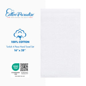 Double-stitched hem detail on Cotton Paradise towels for durability.