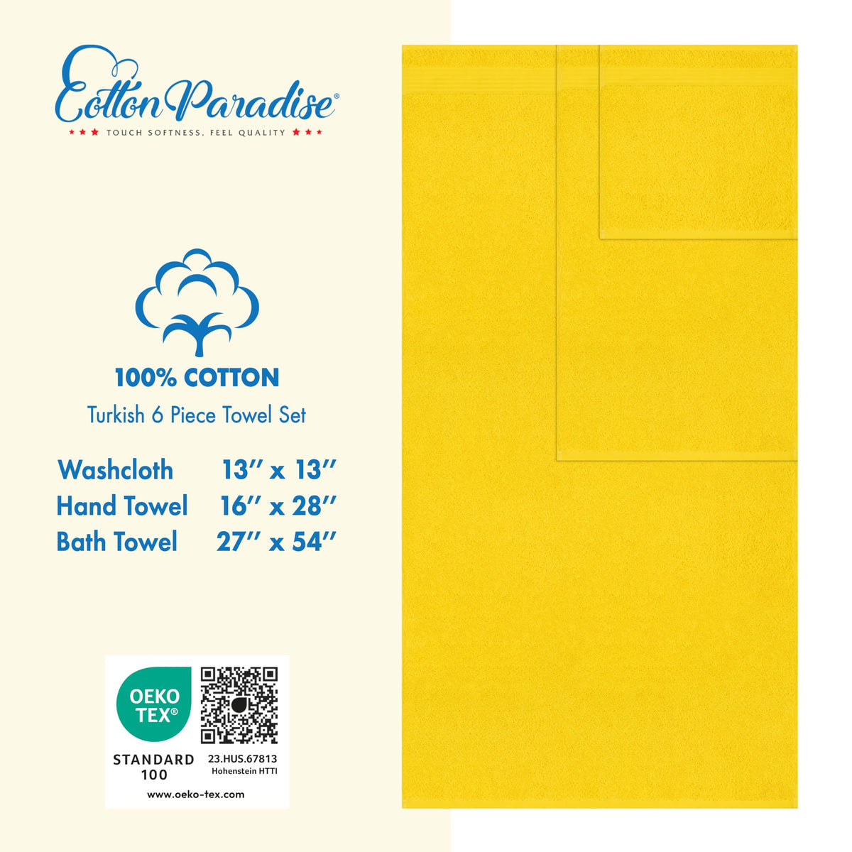 Cotton Paradise hand towel 16x28 focusing on a durable double-stitched hem.