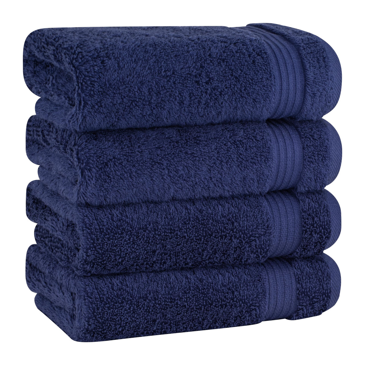 Cotton Paradise hand towels set of four in navy for daily bathroom use.