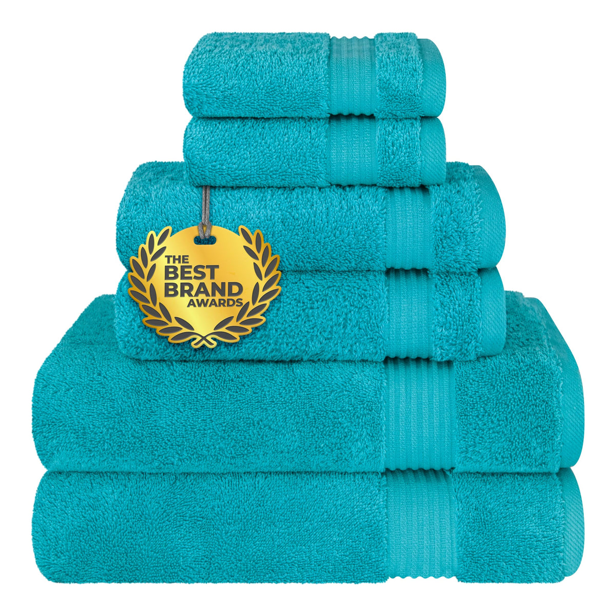 Cotton Paradise Ocean Aqua Turkish towel set, 6-piece, premium absorbency for daily use.