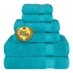 Cotton Paradise Ocean Aqua Turkish towel set, 6-piece, premium absorbency for daily use.