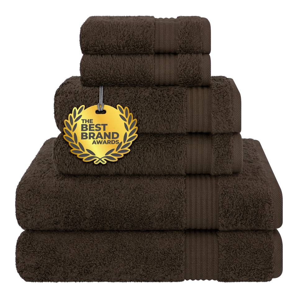 Cotton Paradise Turkish towel set: chocolate brown bath towels are soft and quick-drying.