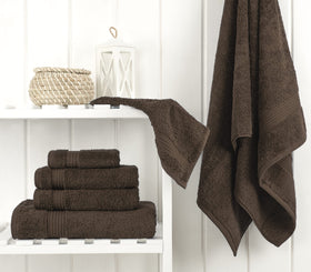 Cotton Paradise Turkish towel set: chocolate brown hand towels with durable, high-absorbency weave.