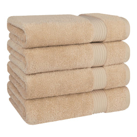 Cotton Paradise Turkish Towel Set beige towels show absorbent texture.