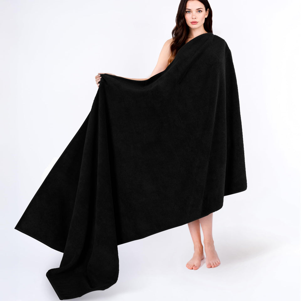 Cotton Paradise Turkish Towel Set coal black front view, plush absorbency.