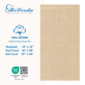 Cotton Paradise beige washcloths 13x13 ready for daily cleansing