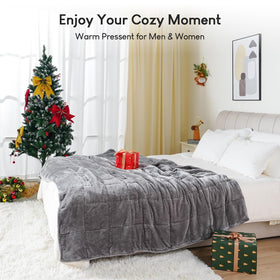 Cottonblue packaged gift-ready blanket in gray ready for gifting.