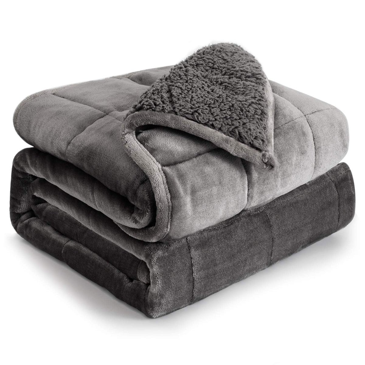 Cottonblue weighted blanket 15lb queen front view gray for calming evenings.