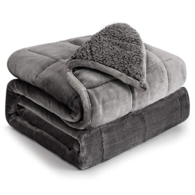 Cottonblue weighted blanket 15lb queen front view gray for calming evenings.