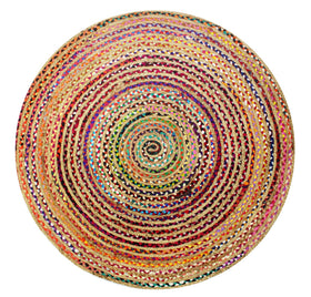 Cotton Craft chindi round rug in multicolor adds texture to your living space.