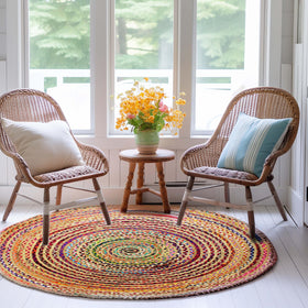 Cotton Craft handwoven reversible rug offers versatile styling for any room.