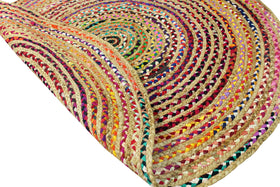 Cotton Craft rag rug with colorful stripes brightens kitchens and dining areas.