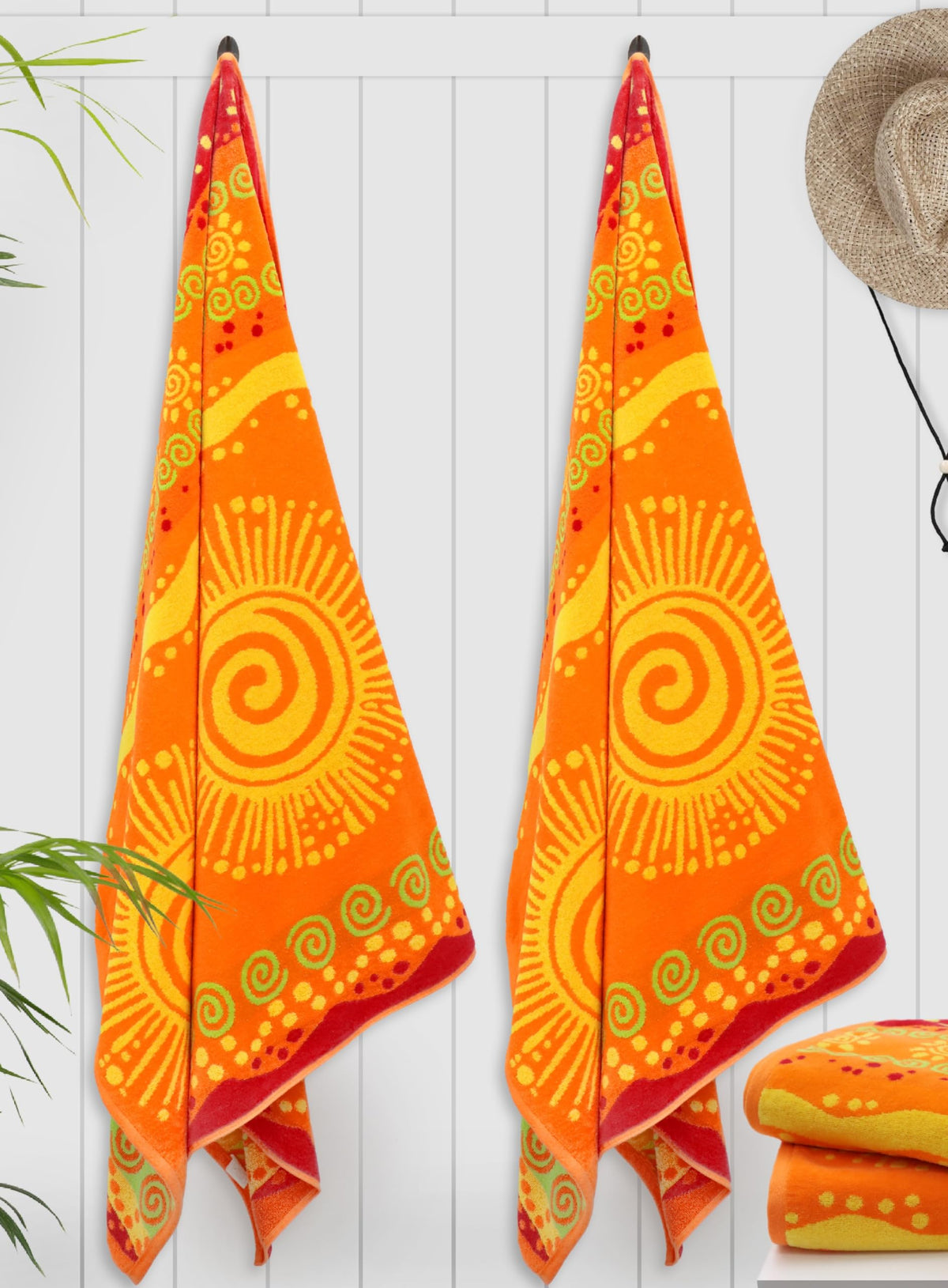 Cotton Craft vibrant color-dyed towel; long-lasting sun-bright hues wash after wash.